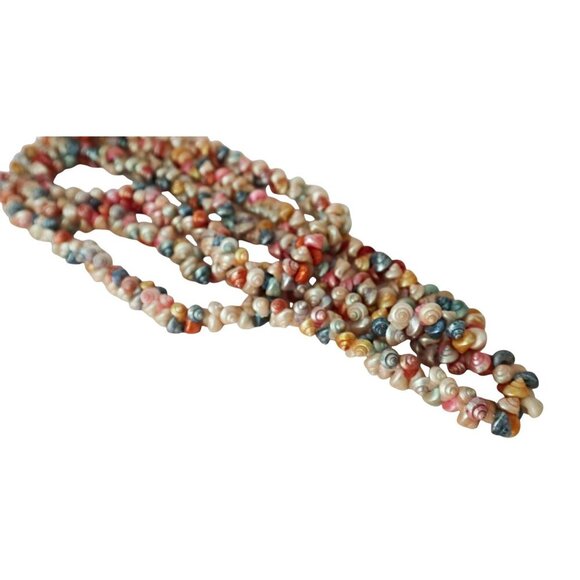 Vintage Hawaiian Lei Iridescent Trochus Shell Hawaiian Lei Necklace 76" long - Picture 2 of 4